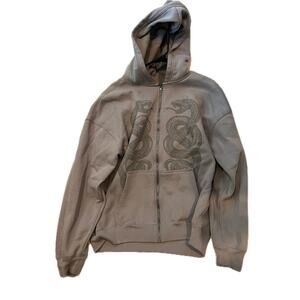 Hollister Full Zip Boxy Fit Gray Hoodie Mens LT
